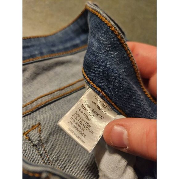 Judy Blue Medium Wash Distressed Skinny Jeans with Leopard Print Patch sz 1/25 - Picture 4 of 5